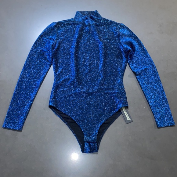 NWT BLANKNYC Denim Star Woman Shimmer Mock Neck Bodysuit - Picture 6 of 12
